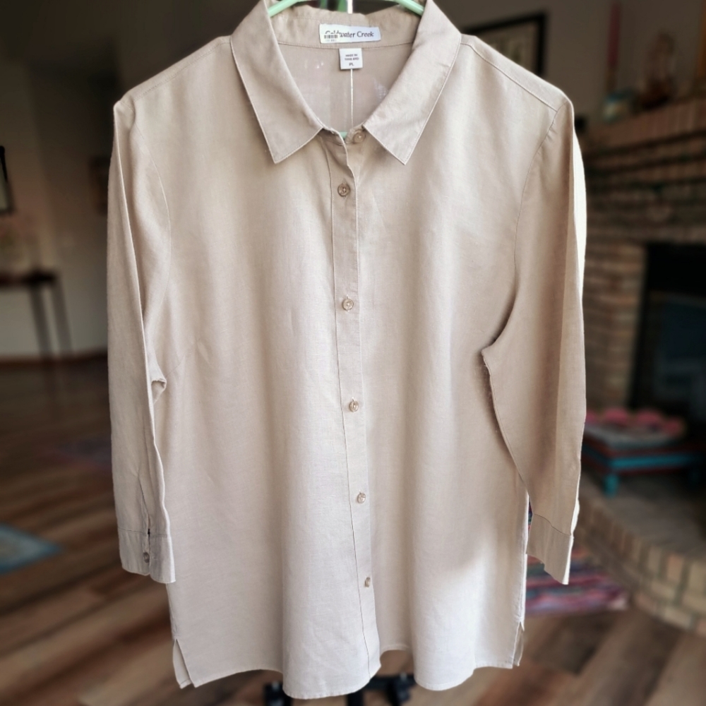 EUC Coldwater Creek Easy-Care Linen Big Shirt, size PL